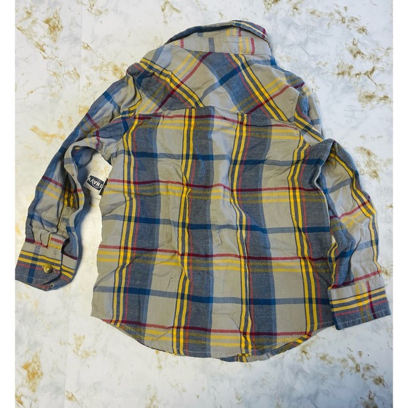 NWT Old Navy BUTTON DOWN PLAID SHIRT 4T Yellow & Blue - Picture 2 of 2